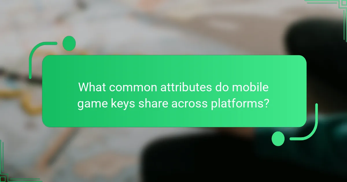 What common attributes do mobile game keys share across platforms?